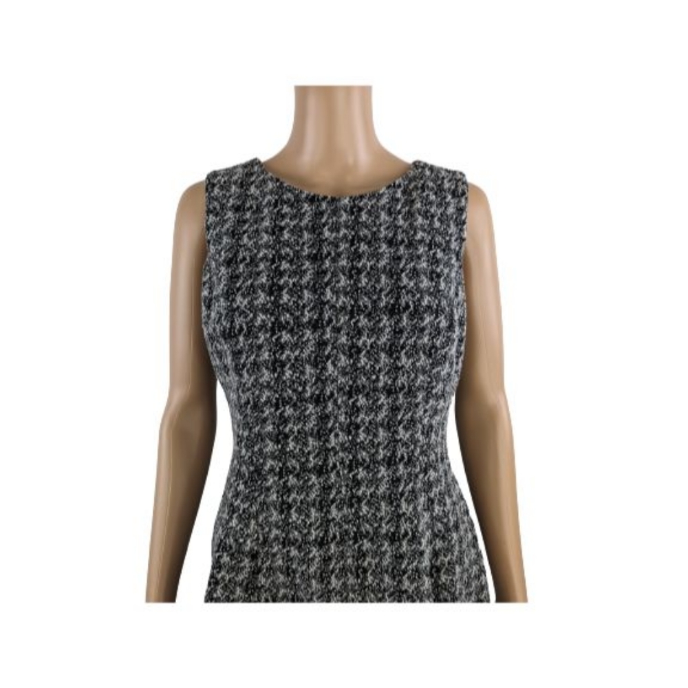 Lauren Ralph Lauren Black and White Tweed Faux Leather Dress 12P - Picture 3 of 9